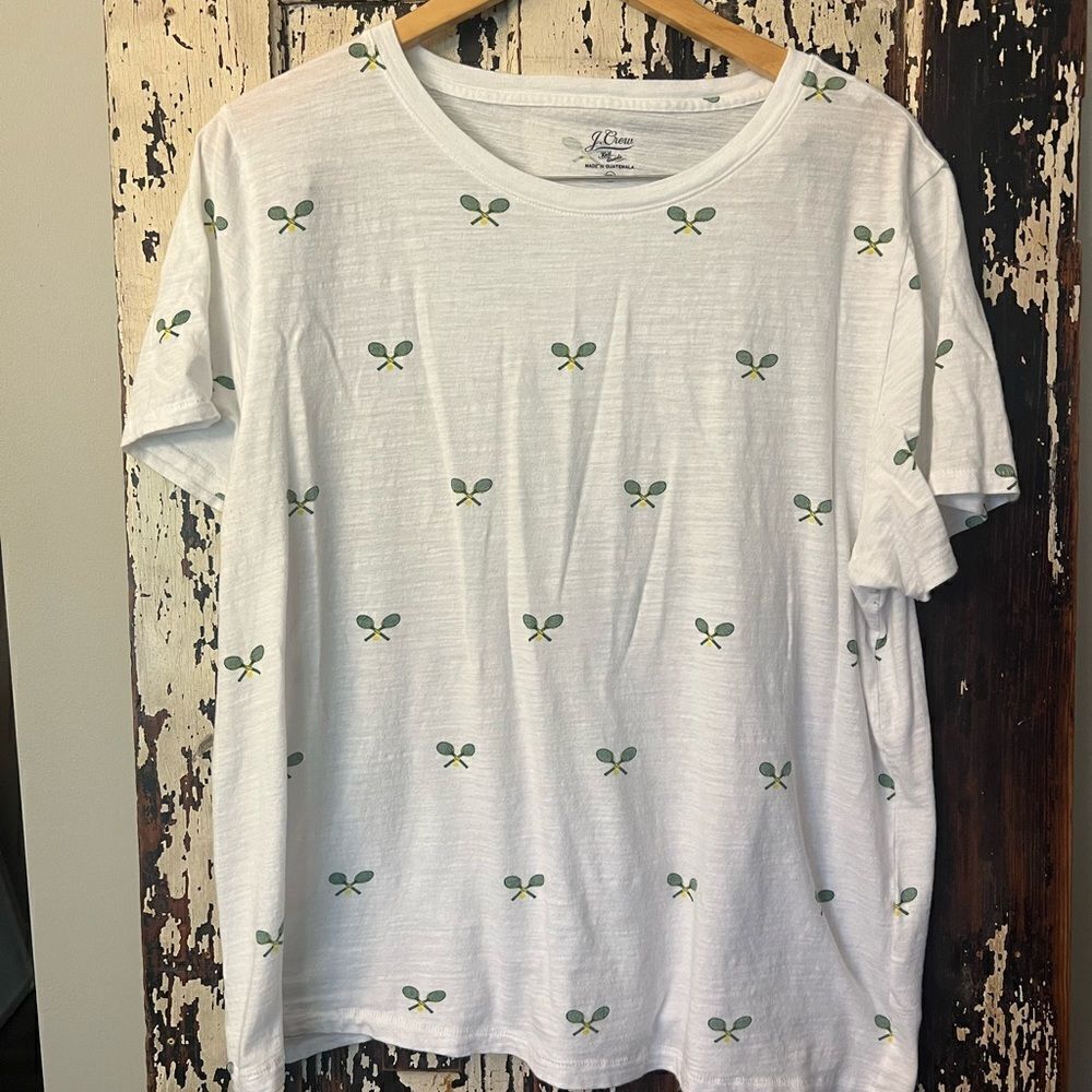 J.Crew women’s Knit Goods Preppy Racket casual T-shirt. Size XXL